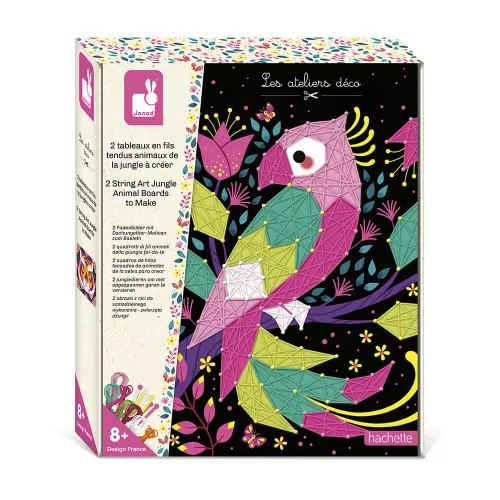 2 tableaux en fils tendus – Animaux de la jungle à créer