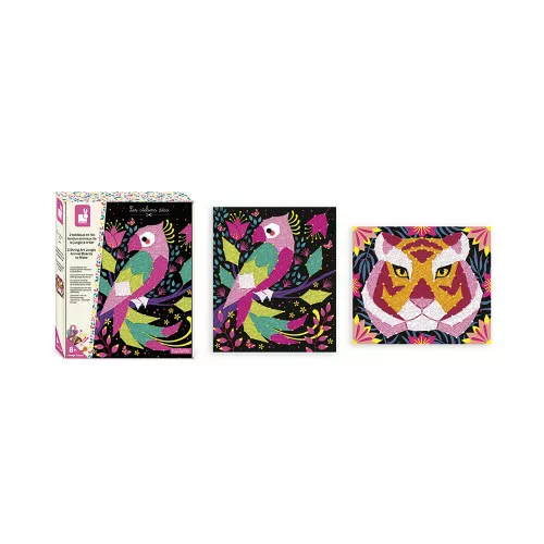 2 tableaux en fils tendus – Animaux de la jungle à créer – Image 2
